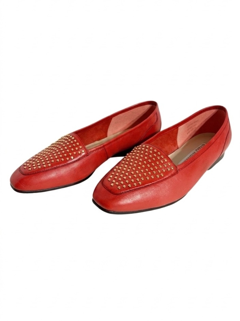 Enzo Angiolini Red Brass Studded Slip On Leather Loafers Flats – Size 7.5 ❤️